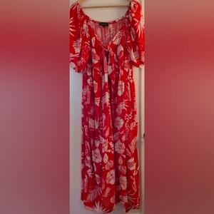 Eloquii Red and White Floral Maxi Dress